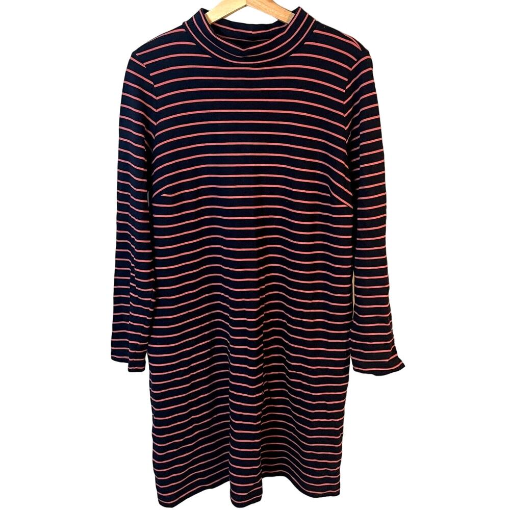 J. Jill Mockneck Long Sleeve Striped Modal Cotton Dress Women's Size Large EUC